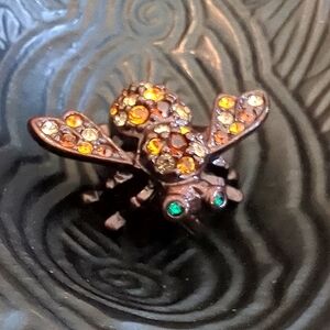 Vintage Joan Rivers Bronze Amber Bee Brooch